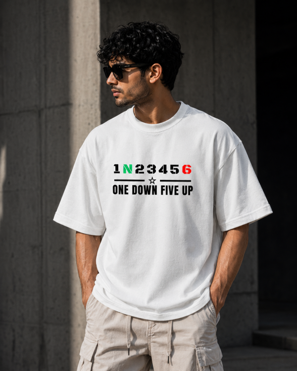ONE DOWN FIVE UP OVERSIZED T-SHIRT – OFF WHITE