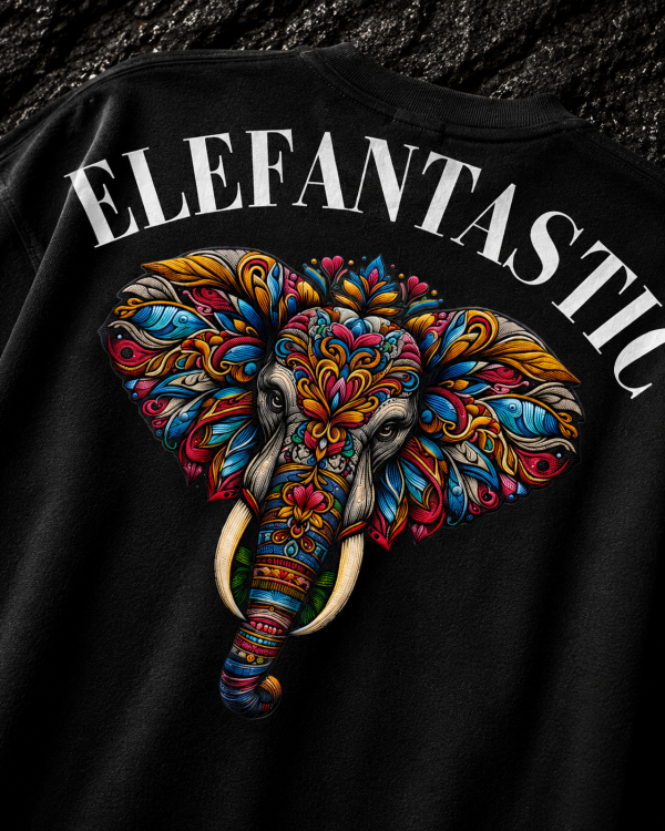 ELEFANTASTIC OVERSIZED T-SHIRT – BLACK