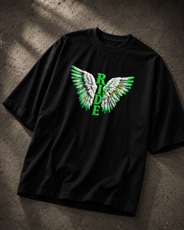RIDE_black_front NEVER RIDE FASTER OVERSIZED T-SHIRT – BLACK